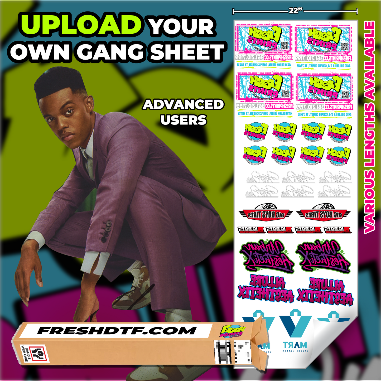 22" Sublimation Gang Sheet - UPLOAD (Advanced Users)
