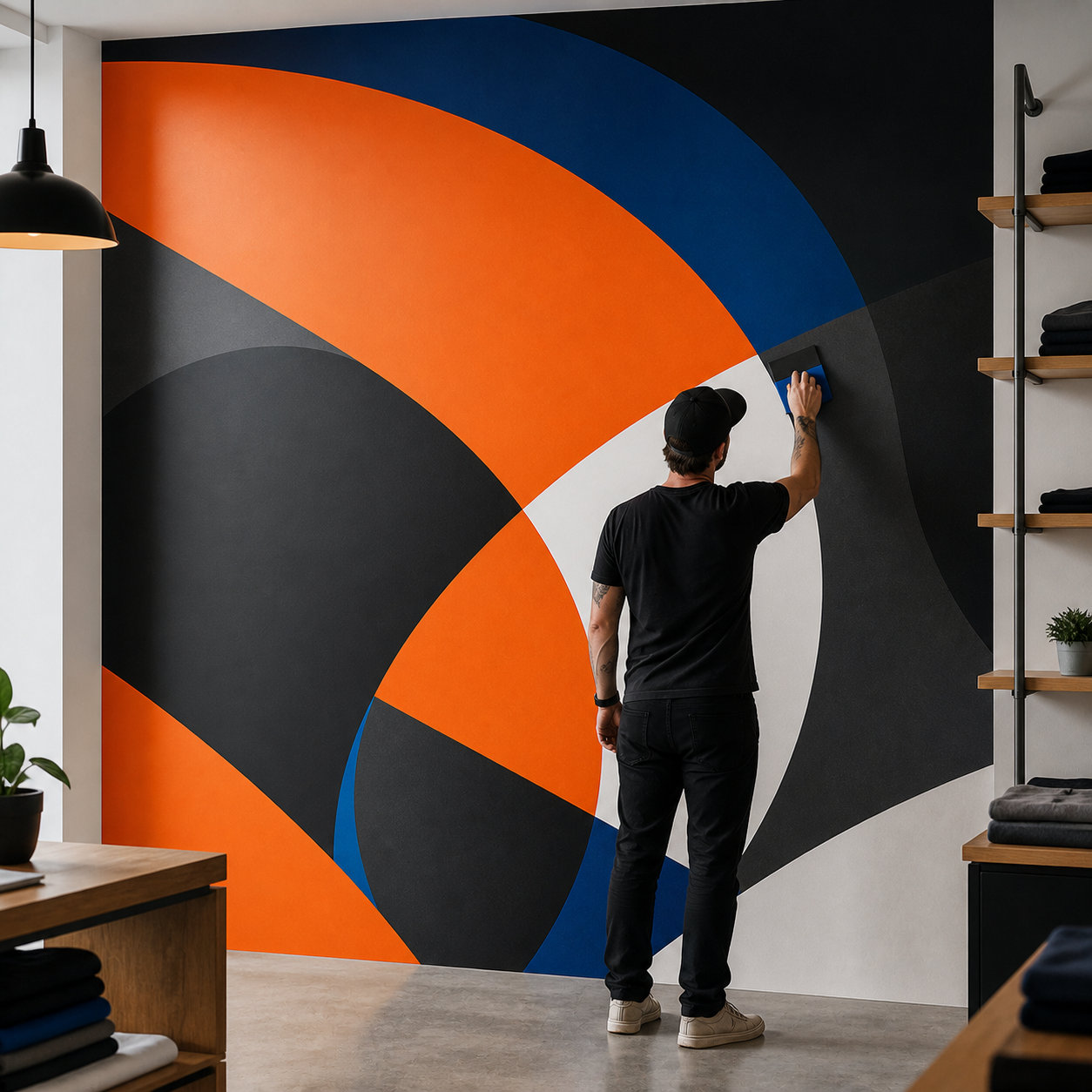 Large custom printed adhesive vinyl wall sticker on a smooth interior wall