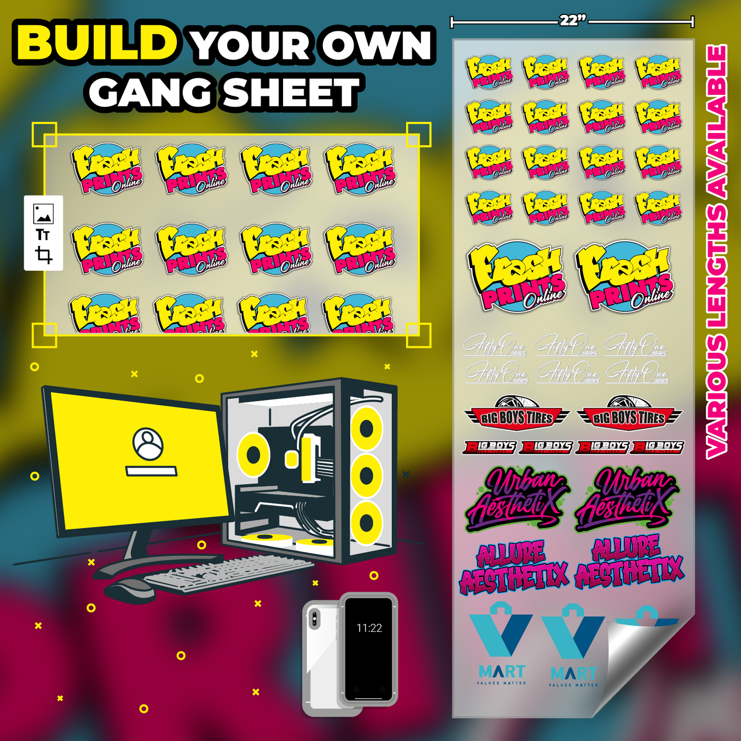 22" DTF Gang Sheet (BUILD YOUR OWN)