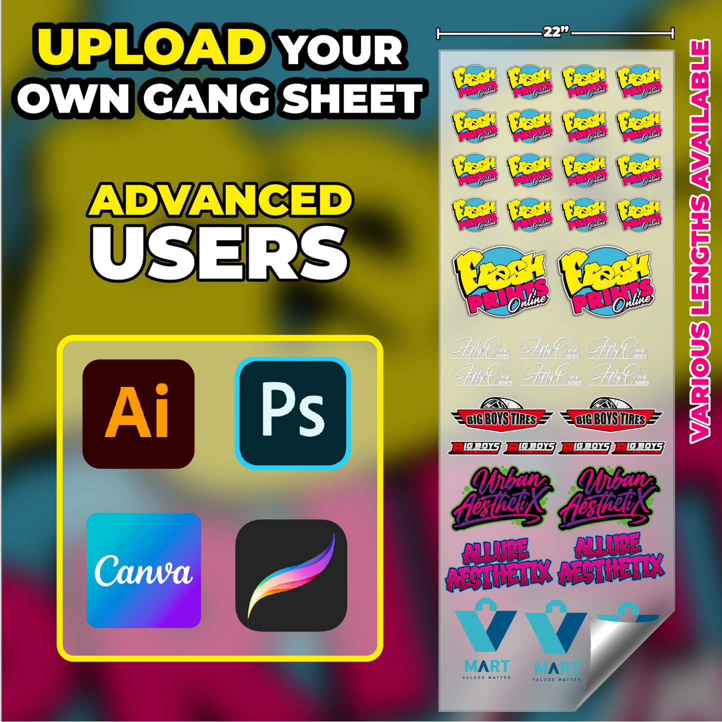 22" DTF Gang Sheet - UPLOAD (Advanced Users)
