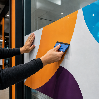 Air-egress adhesive vinyl installed with a realistic felt-edge squeegee