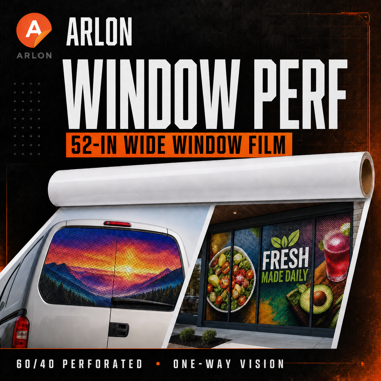 Arlon Window Perf 52-inch one-way vision perforated film gang sheet