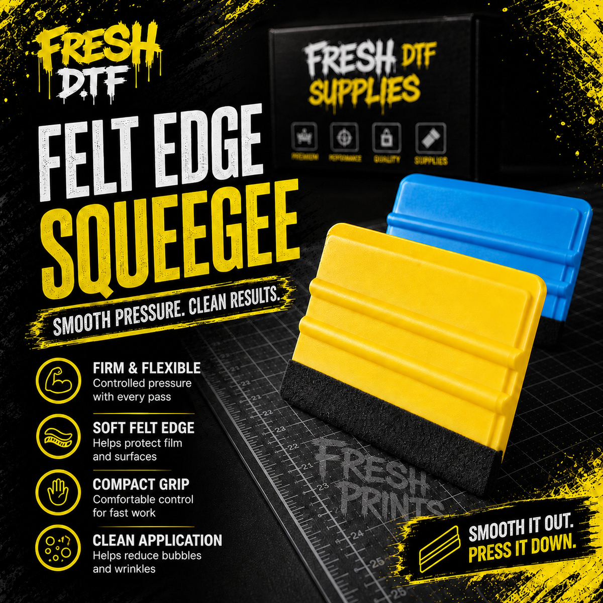 Fresh DTF felt-edge sticker squeegee canary yellow product thumbnail