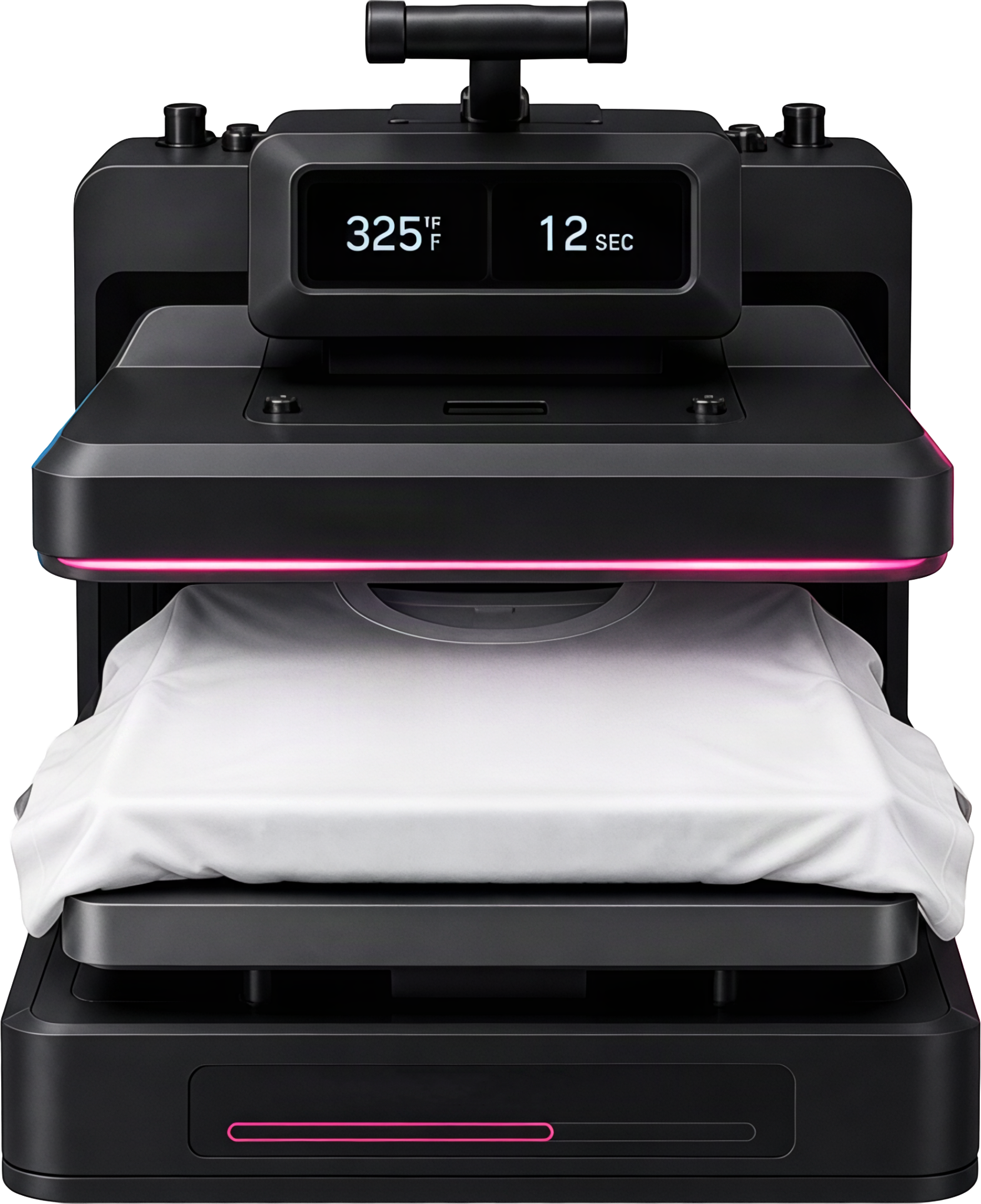 Fresh DTF heat press set to 325 degrees for 12 seconds