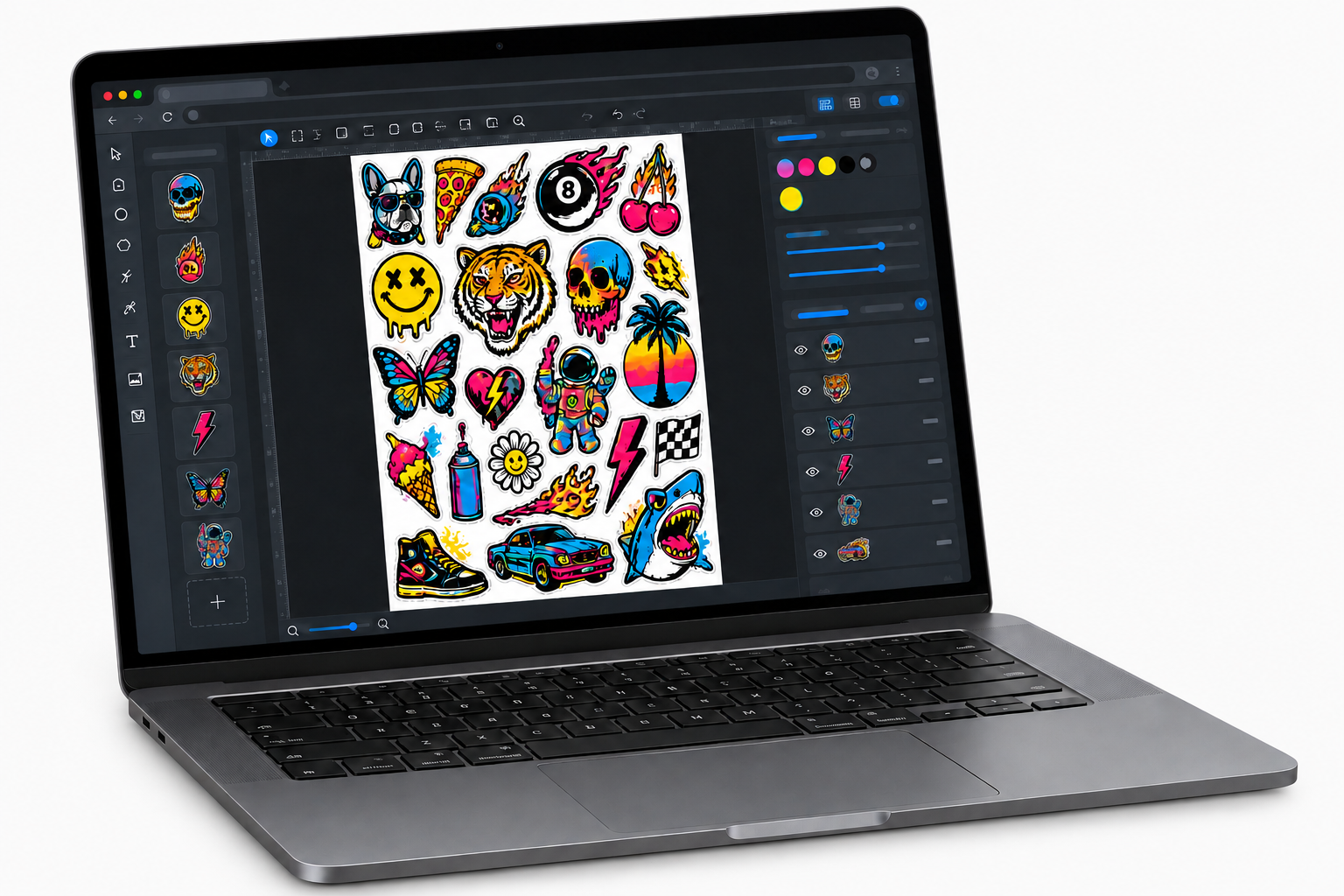 Fresh Prints Gang Sheet Builder shown on a laptop