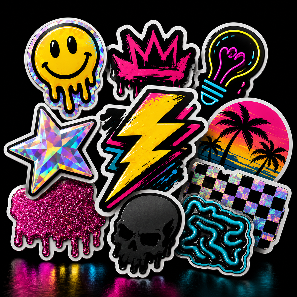 Colorful custom sticker collection